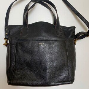 Fossil Black Leather Crossbody Bag